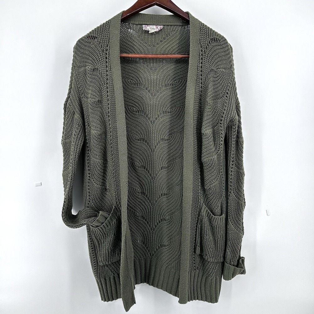 Whimsigoth Sweater‎ Cardigan Womens Medium Open Loose Knit Whimsy CottageCore